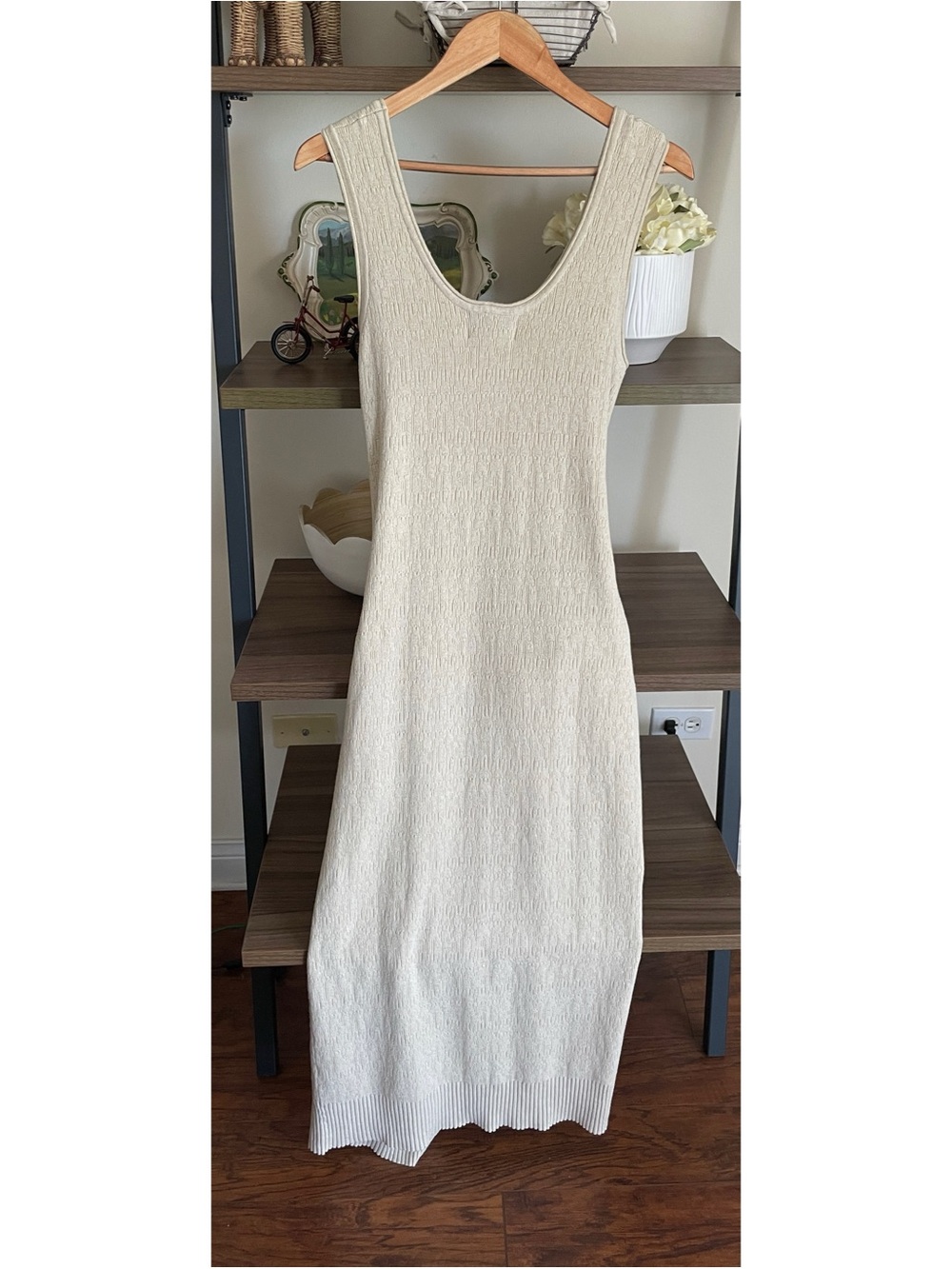 Modern Citizen Sleeveless Knit Tie-Waist Dress, Medium Oatmeal Color - Picture 11 of 16
